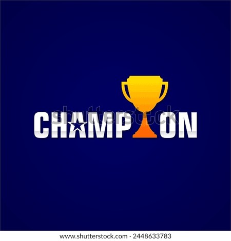 Champions trophy logo modern style. Badge for tournament, championship, and competition.
