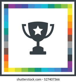 Champions trophy vector icon. Winner cup icon. First place award sign. Victory achievement symbol.