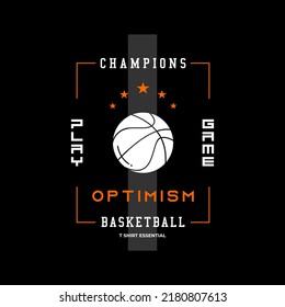 champions, Typographic vector illustration of basketball theme . t shirt graphics .