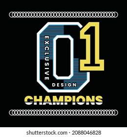 Diseño gráfico de tipografía de campeones en ilustración vectorial.camiseta, impresión y otros usos