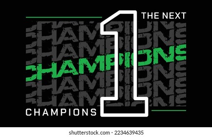 Champions typography tee shirt design in vector illustration