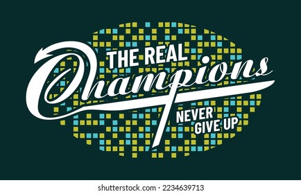 Champions typography tee shirt design in vector illustration