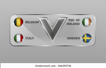 Championship 2016 in France. European football. Group E. Vector.