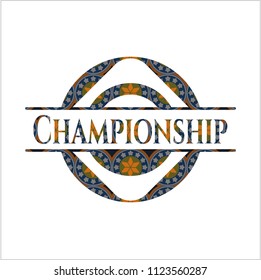 Championship arabic badge. Arabesque decoration.