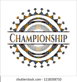 Championship arabic style badge. Arabesque decoration.