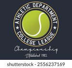 Championship Athletic Department College League typography slogan with college varsity print for graphic tee t-shirt or sweatshirt.