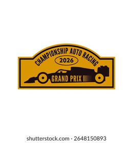 Championship Auto Racing logo template vector design element vintage style for label or badge retro illustration.