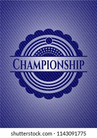 Championship badge with denim background