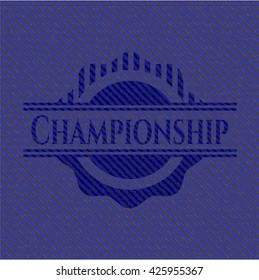 Championship badge with denim texture