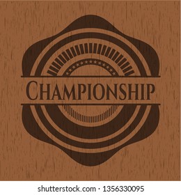 Championship badge with wood background