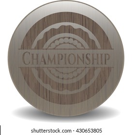 Championship badge with wooden background