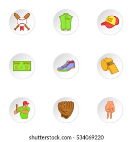 Championship with bat icons set. Cartoon illustration of 9 championship with bat vector icons for web