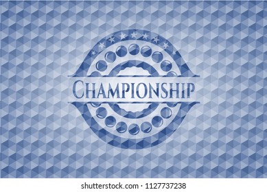 Championship blue hexagon emblem.