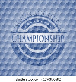 Championship blue polygonal emblem. Vector Illustration. Detailed.
