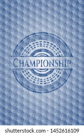 Championship blue polygonal emblem. Vector Illustration. Detailed.