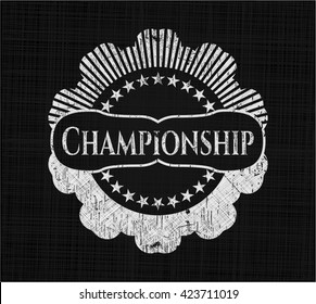 Championship chalkboard emblem written on a blackboard
