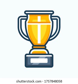 Championship or competition trophy. Gold cup trophy icon. Vector Illustration