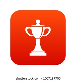Championship cup icon digital red for any design isolated on white vector illustration