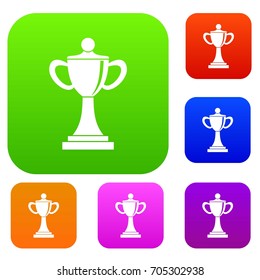 Championship cup set icon in different colors isolated vector illustration. Premium collection
