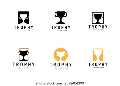 Championship Cup Trophy Logo Illustration Award Winner Template Design