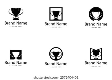 Championship Cup Trophy Logo Illustration Award Winner Template Design Collection Bundle Set 