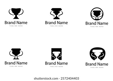 Championship Cup Trophy Logo Illustration Award Winner Template Design Collection Bundle Set 