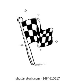 championship flag doodle white background