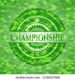 Championship green emblem with mosaic background