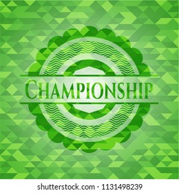 Championship green emblem. Mosaic background
