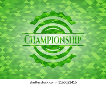 Championship green emblem. Mosaic background