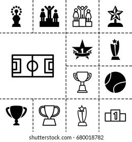 Championship icon. set of 13 filled and outline championship icons such as 1st place star, tennis ball, ranking, trophy, star trophy