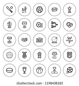 Championship icon set. collection of 25 outline championship icons with ball, balls, baseball, caddy, billiard, football ball, football, goblet, medal icons. editable icons.