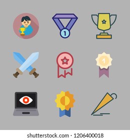 championship icon set. vector set about game, medal, award and umbrella icons set.