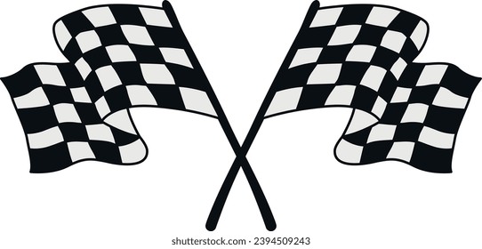 Championship, isolated flags. Checkered simple isolated flags. Two crossed racing flags. Vector.