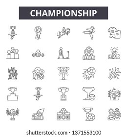 Championship line icons, signs set, vector. Championship outline concept, illustration: championship,competition,desport,winner