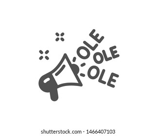 Championship with megaphone sign. Ole chant icon. Sports event symbol. Classic flat style. Simple ole chant icon. Vector