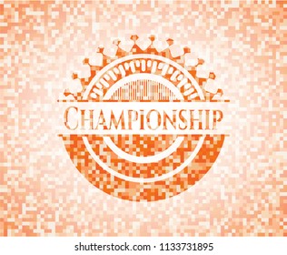 Championship orange mosaic emblem with background