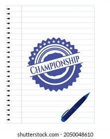 Championship with pen strokes. Blue ink. Vector Illustration. Detailed. 