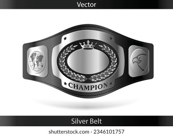 Championship Silver Belt. Vector sport illustration. Vector illustration of boxing belts svg