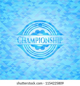 Championship sky blue emblem with mosaic background