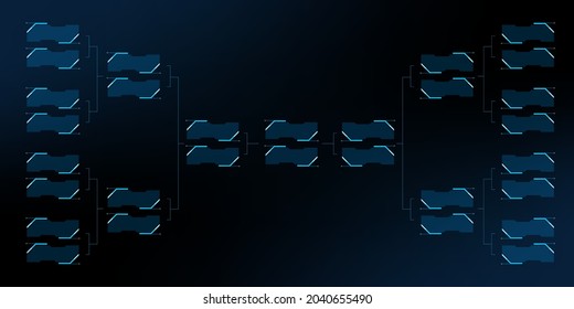 Championship Tournament Bracket In Futuristic Style Wiith HUD Elements. Vector Illustration Design