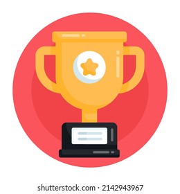 Championship trophy flat rounded icon is visually perfect 


