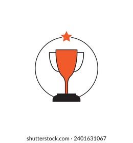 Championship trophy icon on white background. Educational, sports, trophy icon vector.