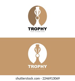 Championship Trophy Logo, Champion Award Winner Trophy Design, Vector Icon Template