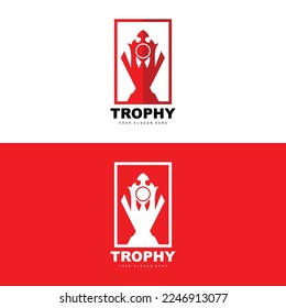 Championship Trophy Logo, Champion Award Winner Trophy Design, Vector Icon Template
