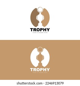 Championship Trophy Logo, Champion Award Winner Trophy Design, Vector Icon Template