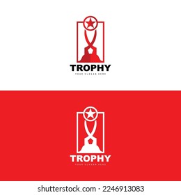 Championship Trophy Logo, Champion Award Winner Trophy Design, Vector Icon Template