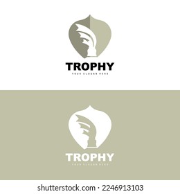 Championship Trophy Logo, Champion Award Winner Trophy Design, Vector Icon Template