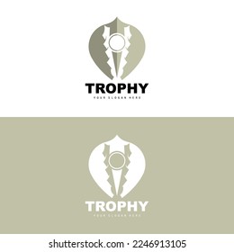 Championship Trophy Logo, Champion Award Winner Trophy Design, Vector Icon Template