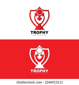 Championship Trophy Logo, Champion Award Winner Trophy Design, Vector Icon Template